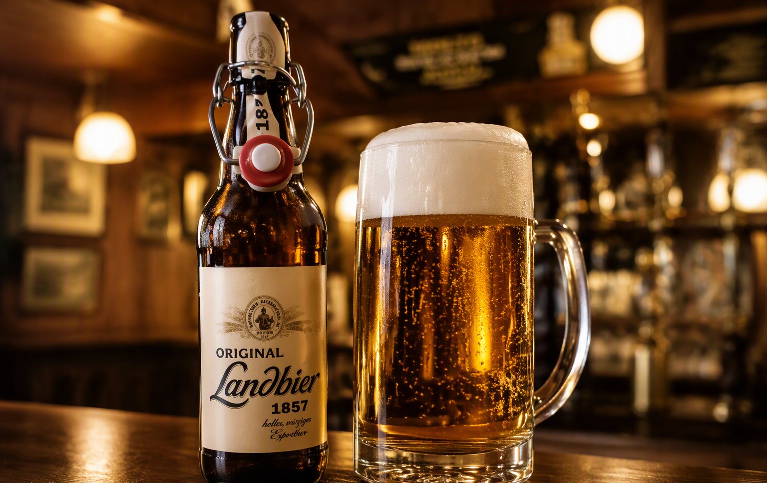 Birra Landbier versata con la schiuma alta